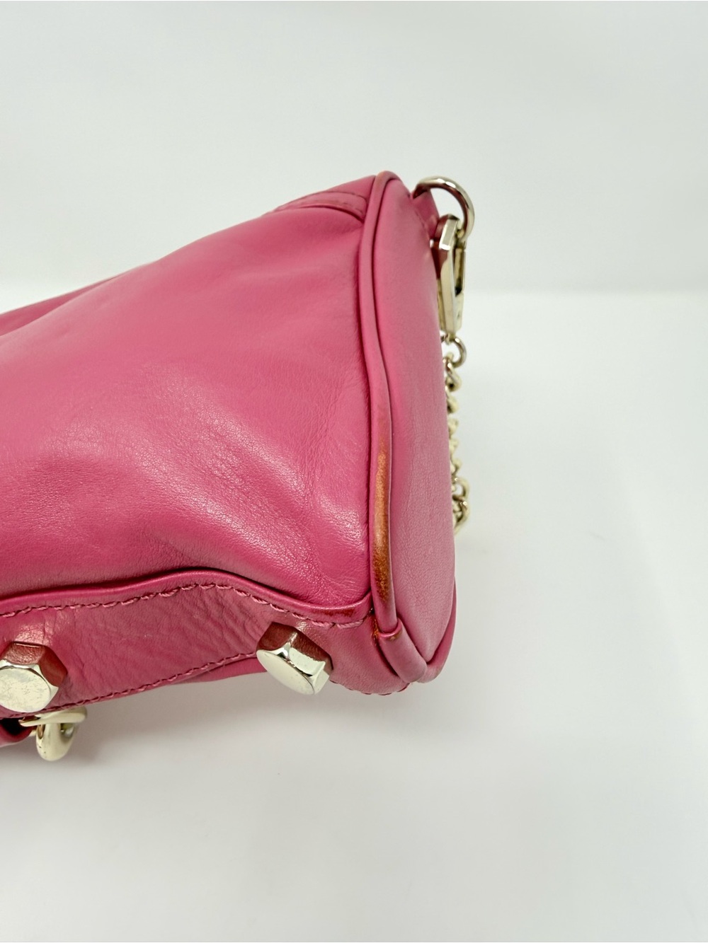 Rebecca Minkoff Mini M.A.C. crossbody bag in a berry or raspberry color - Picture 9 of 12